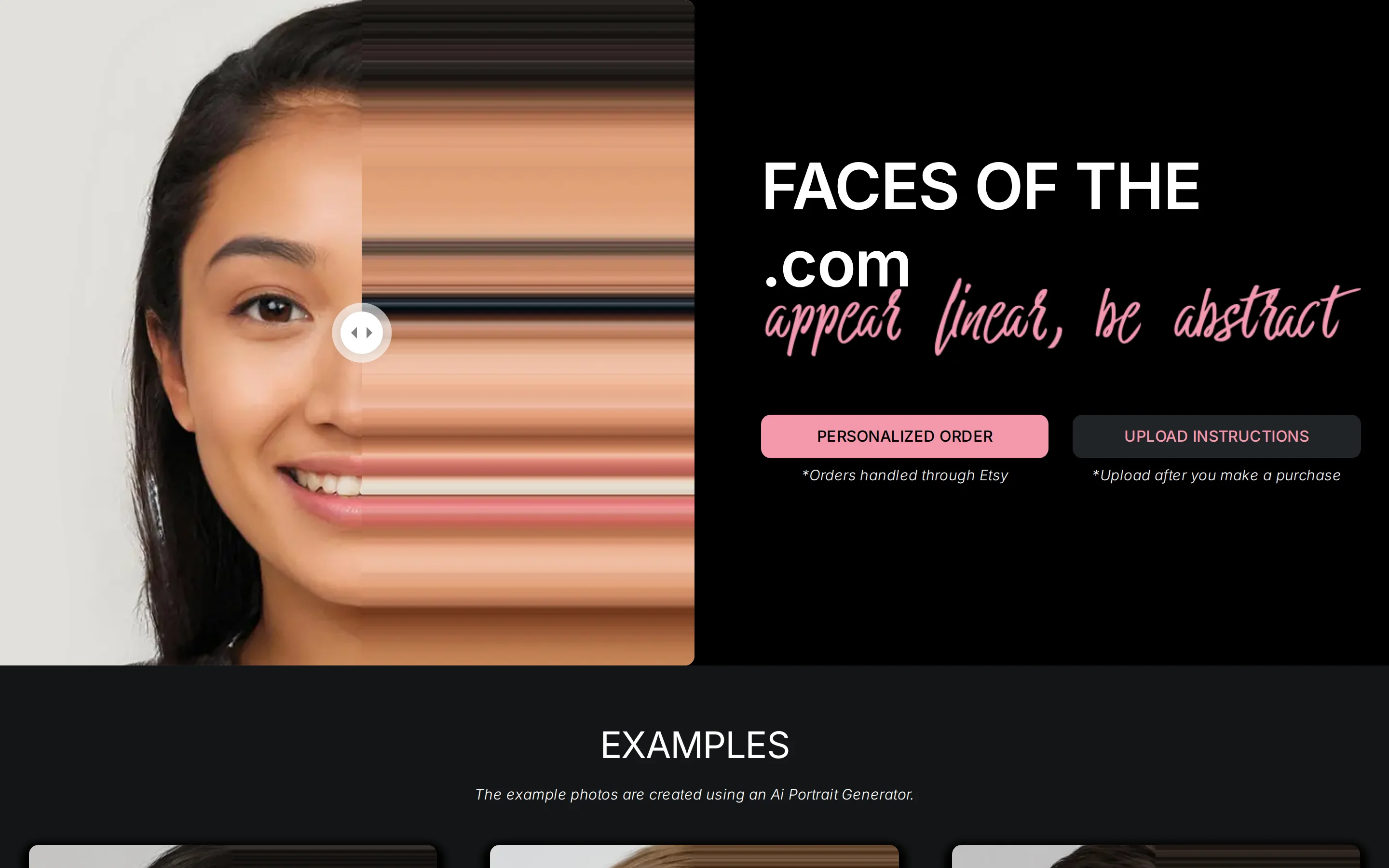 Facesofthe.com home page showing the AI portrait gallery