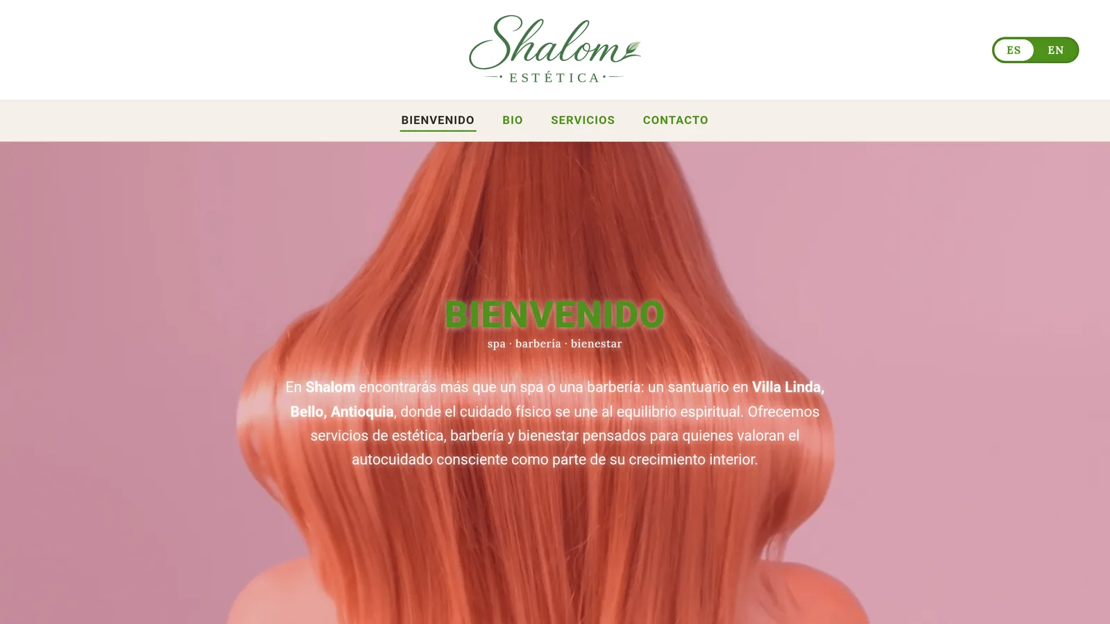 Shalom Estetica — bilingual spa + barbería one-pager