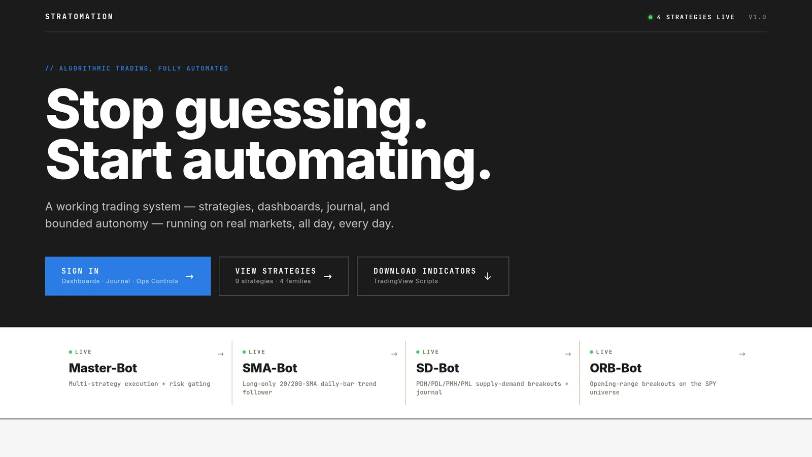 Stratomation — interface screenshot